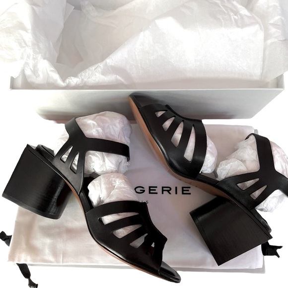 NIB Robert Clergerie Eline Black Padded Ankle Strap Open Toe Block Heel Size 7.5 - Picture 4 of 8